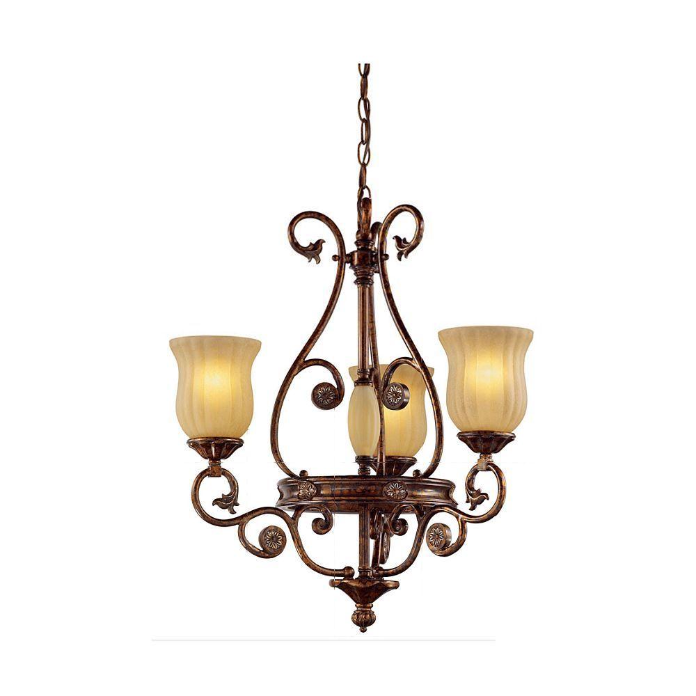 Hampton Bay Freemont Collection 3-Light Hanging Antique Bronze Chandelier with Glass Shades was $209.0 now $84.15 (60.0% off)