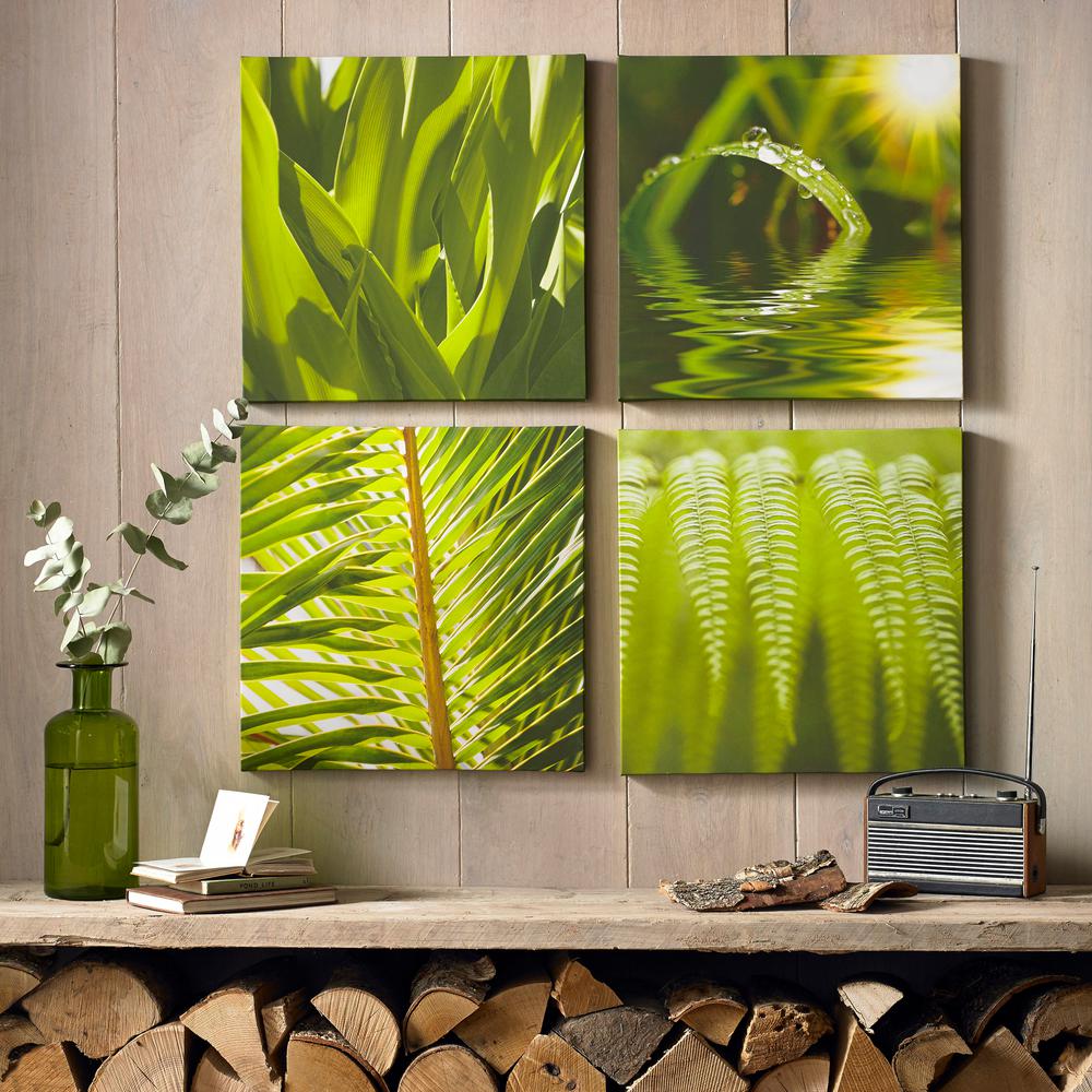 EAN 5011583045147 product image for 18 in. x 18 in. Green Leaf Quad by Graham and Brown Printed Canvas Wall Art (set | upcitemdb.com