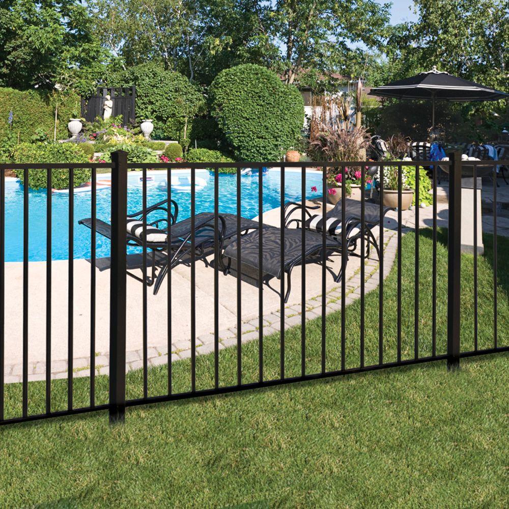 Barrette Outdoor Living Beechmont Standard Duty 4 Ft H X 6 Ft W Black Aluminum Pre Assembled Fence Panel 73008701 The Home Depot