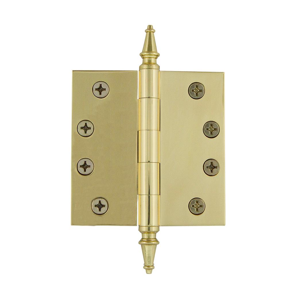 Grandeur 4 In Steeple Tip Heavy Duty Hinge With Square Corners Steeple Tip Heavy Duty Hinge With Square Corners In Polished Brass