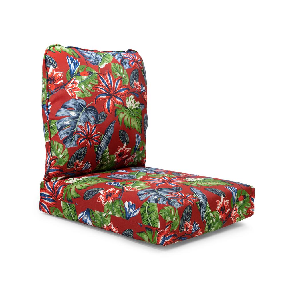 Hampton Bay 24 in. x 22 in. Ruby Tropical Deep Seating Outdoor Lounge ...