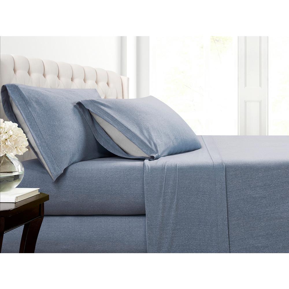 Morgan Home Mhf Cotton Blend Blue Jersey Queen Sheet Set Mhf Home Cotton Blend Blue Jersey Queen Sheet Set