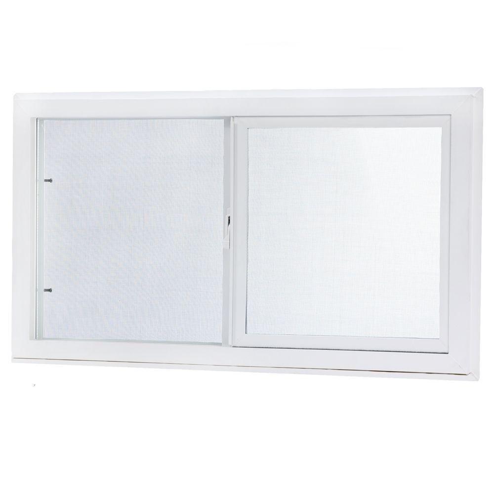 Tafco Windows 31 75 In X 17 75 In Left Hand Single Sliding Vinyl Window With Dual Pane Insulated Glass White Pbs3218 I The Home Depot