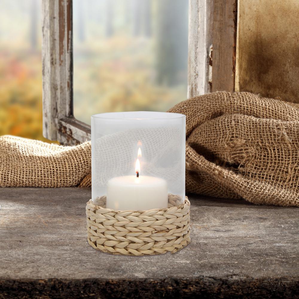 6 in. Natural Glass Candle Holder