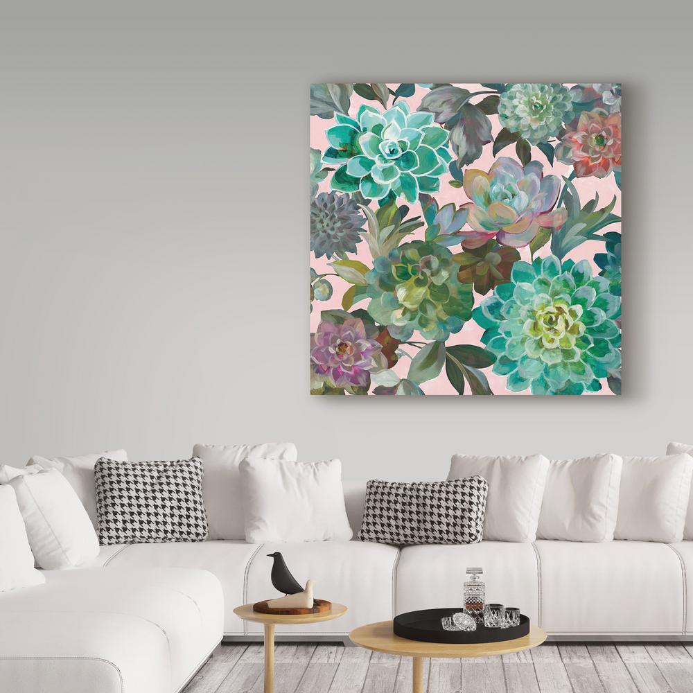 14 In X Fl Succulents V2 Crop On Pink By Danhui Nai Printed Canvas Wall Art