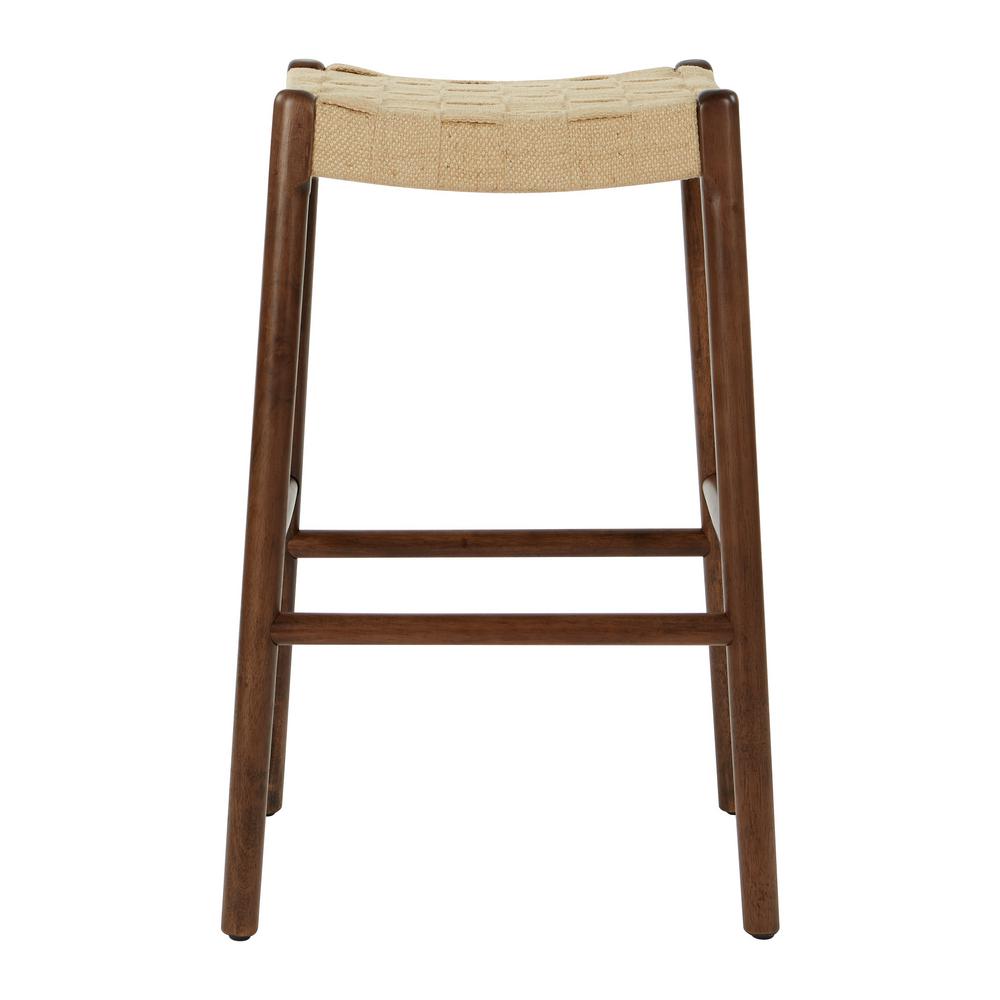 2-Pack Classic White Leather Backless Barstool