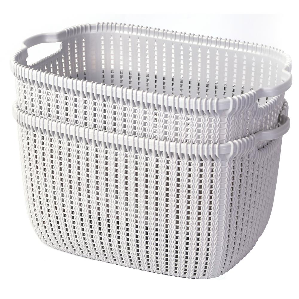 White Bins Baskets Cube Storage Accessories The Home Depot W Plastic Wicker Basket Grey Large Set