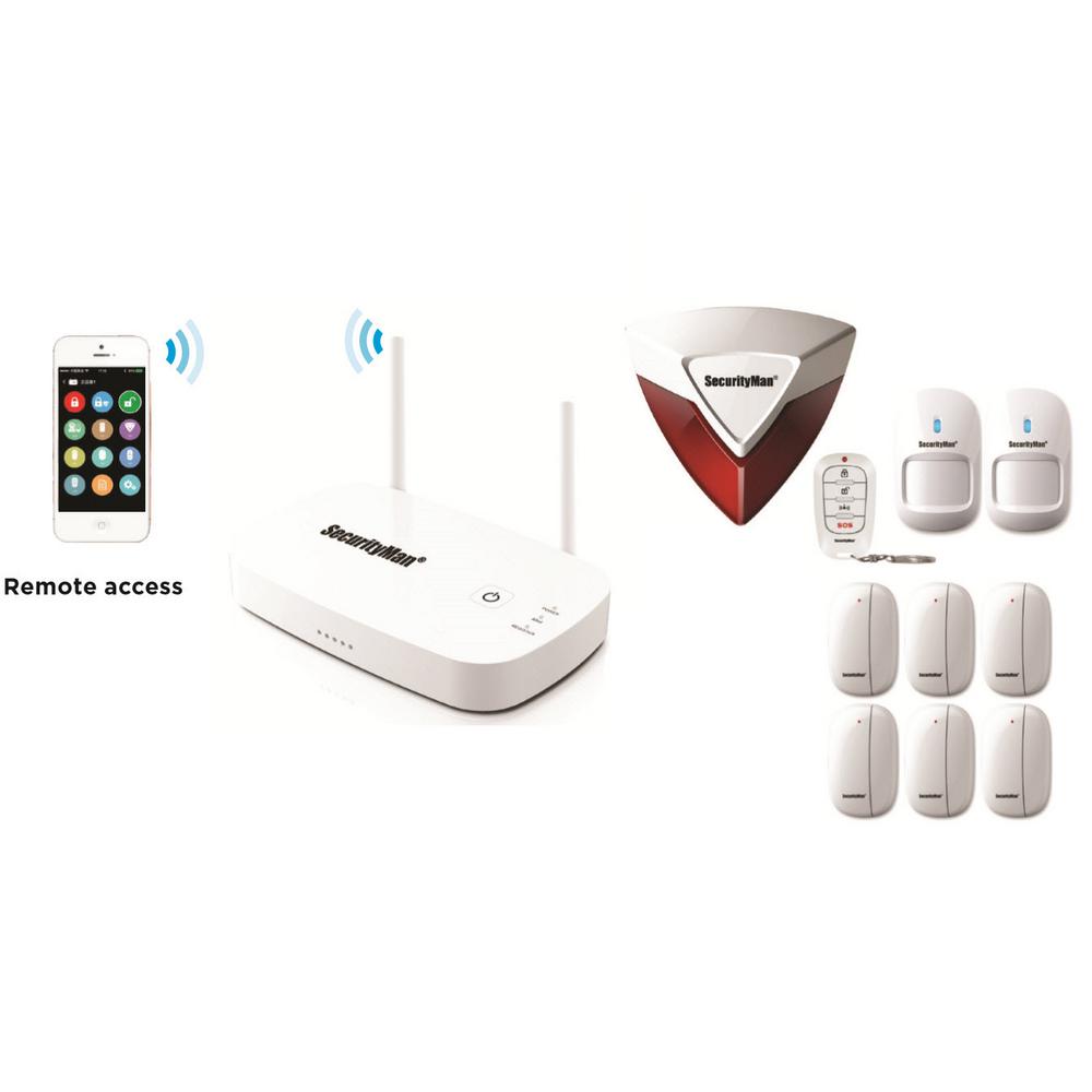 SecurityMan Mobile App Based Wireless Home Security Alarm System with 8 Sensors for Home and