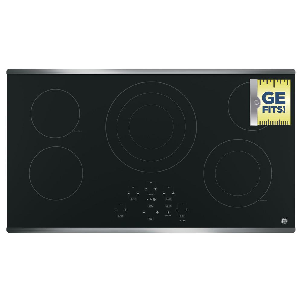 GE 36 in. Radiant Electric Cooktop in Stainless Steel with 5 Elements including Power Boil