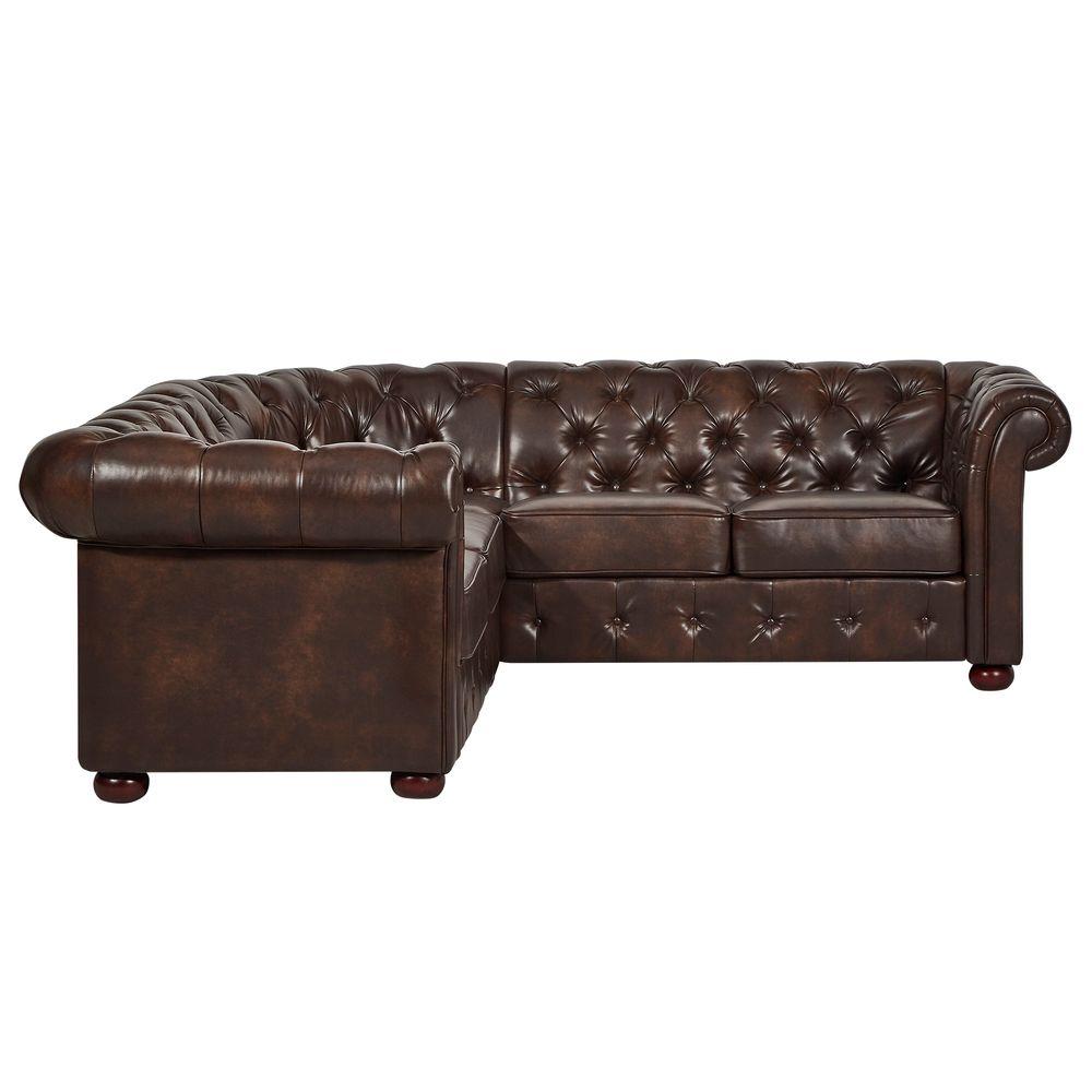 Homesullivan Radcliffe Chocolate Faux Leather 6 Seater L Shaped Chesterfield Sectional Sofa With Wood Legs 40e208bdrsecll The Home Depot - Leather Chesterfield Sectional Sofa Homesullivan Radcliffe Chocolate Faux Leather 6 Seater L Shaped Chesterfield Sectional Sofa With Wood Legs 40e208bdrsecll The Home Depot - Leather Chesterfield Sectional Sofa