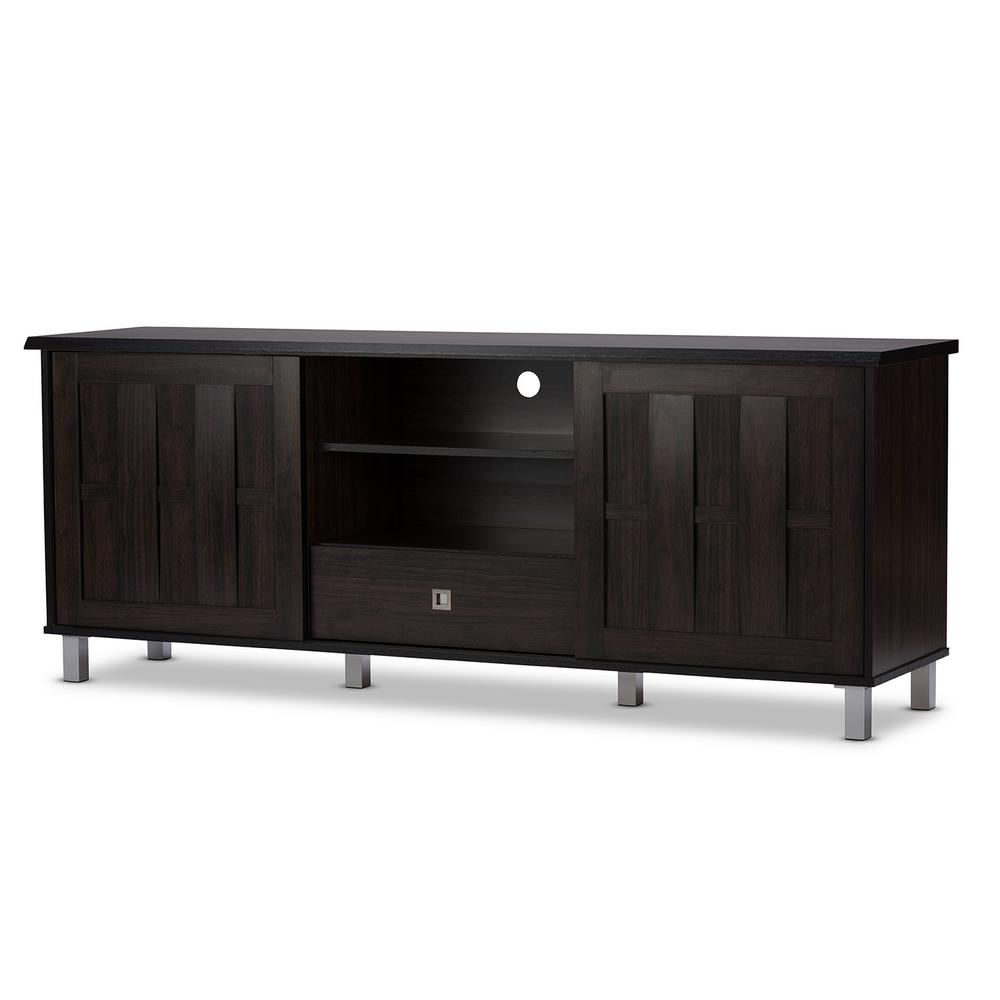 Baxton Studio Unna Dark Brown Wood Entertainment Center