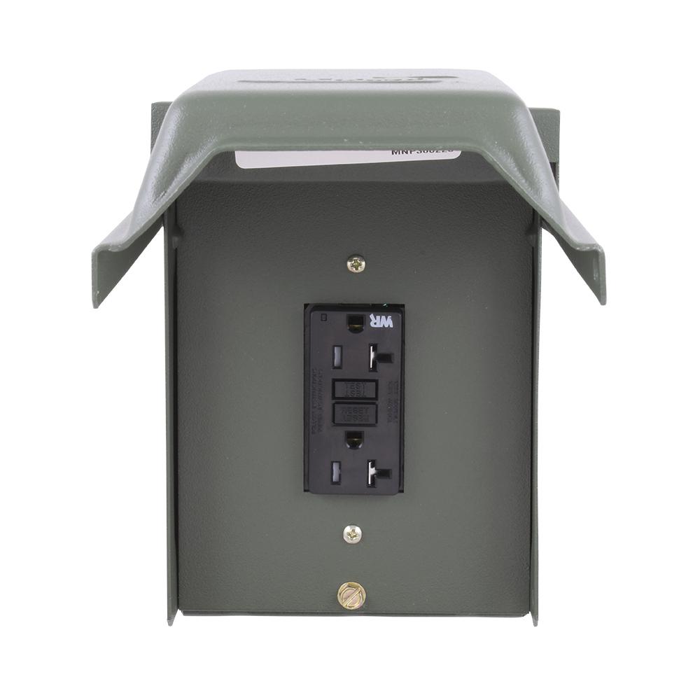 GE 2 20 Amp Backyard Outlet With GFCI Receptacles U012010GRP The Home   Dark Green Ge Weatherproof Boxes U010010grp 64 65 