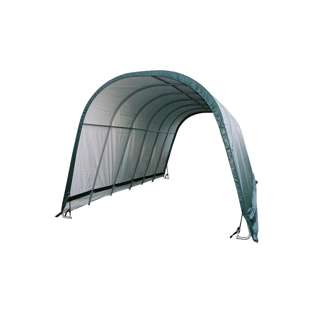 ShelterLogic 12 ft. x 24 ft. x 10 ft. Green Cover Round Style Run-in ...