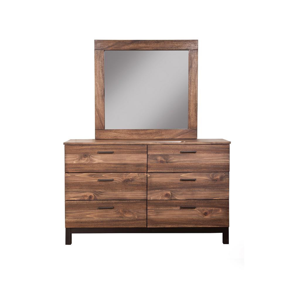 Weston 6 Drawer Rustic Pine Dresser And Mirror Set 3500 03 06