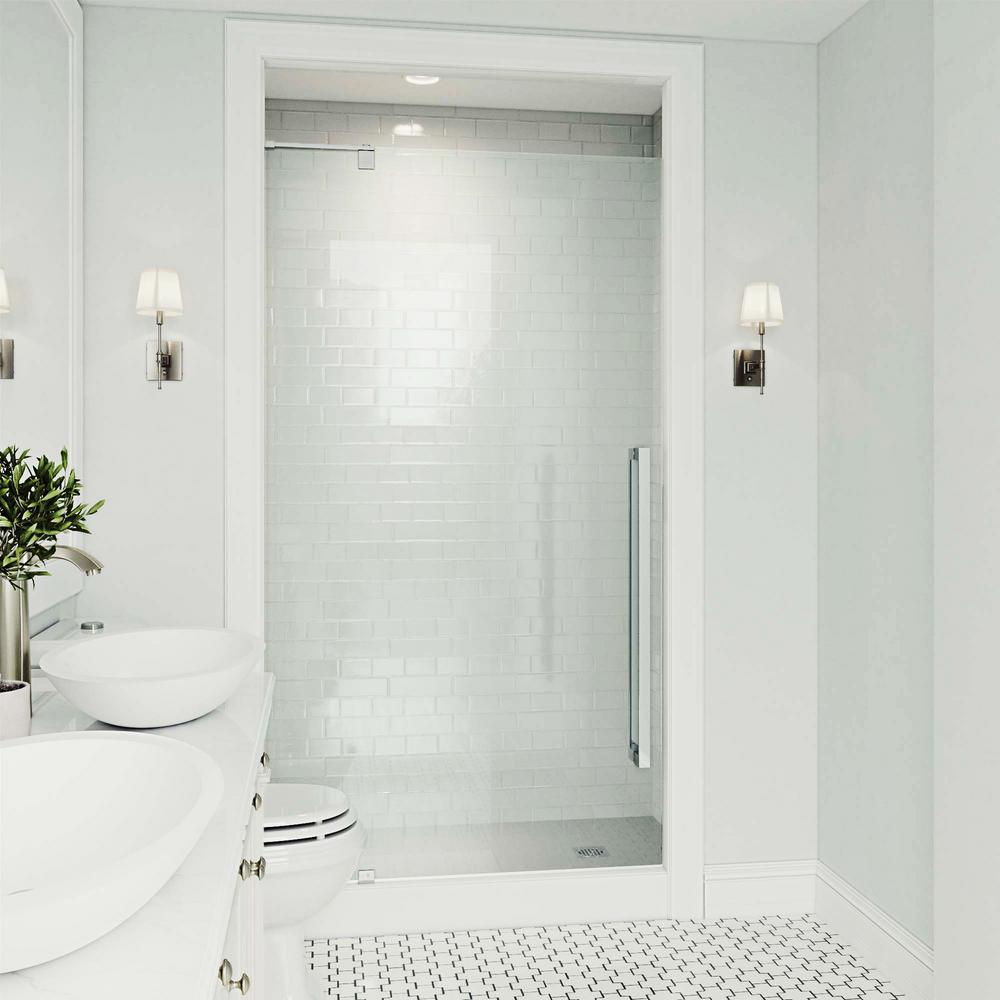 VIGO Cameo 36 in. x 74.375 in. Frameless Pivot Shower Door in Chrome with Clear Glass and Handle