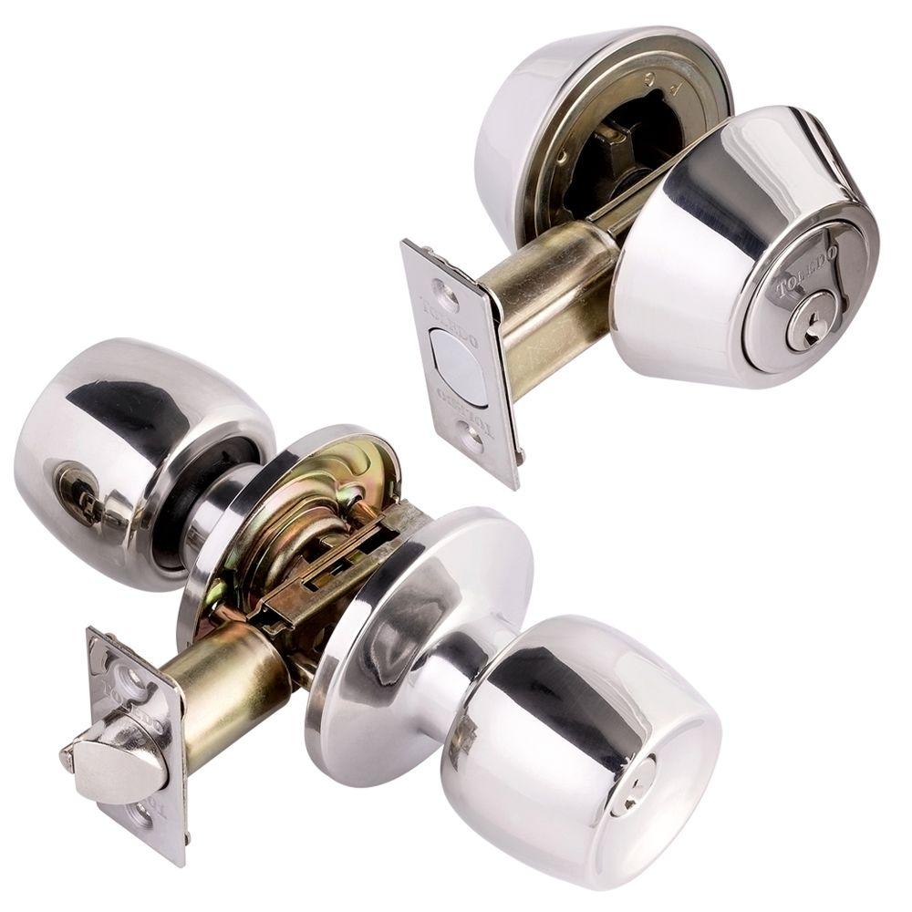 Toledo Fine Locks Double Cylinder Polished Chrome Combo Set