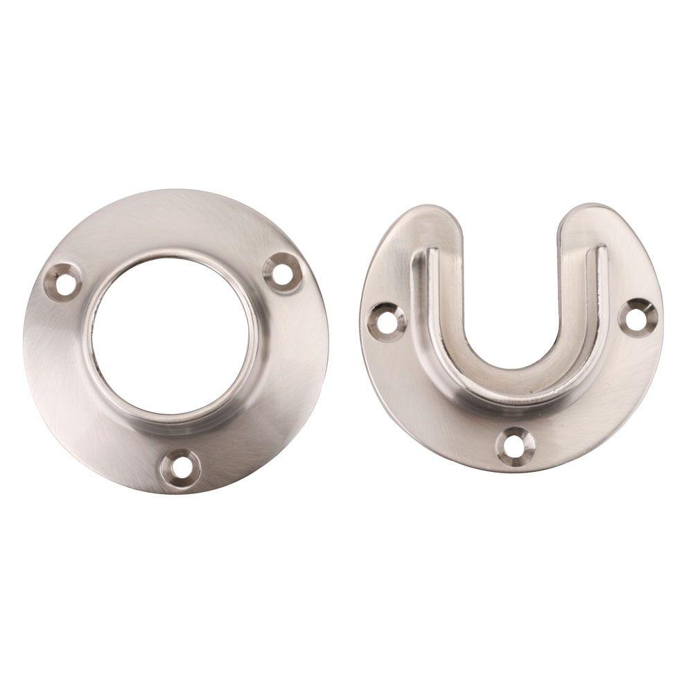 Closet Rods Organizers The Home Depot Heavy Duty Brushed Nickel Closet Pole Sockets