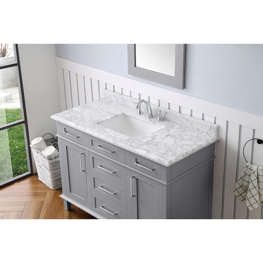 Home Decorators Collection Sonoma 48 In W X 22 D Vanity Pebble Grey With Marble Top Carrara White Basin 48pg The Depot - Does Home Depot Install Bathroom Vanity Home Decorators Collection Sonoma 48 In W X 22 D Vanity Pebble Grey With Marble Top Carrara White Basin 48pg The Depot - Does Home Depot Install Bathroom Vanity