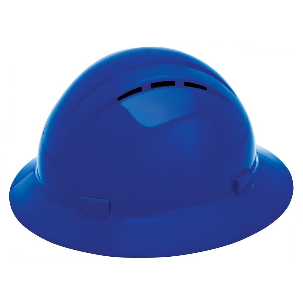 blue full brim hard hat