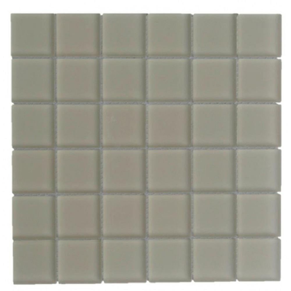 Ivy Hill Tile Evermore Beige 2 in. x 2 in. Frosted Glass Mosaic Floor