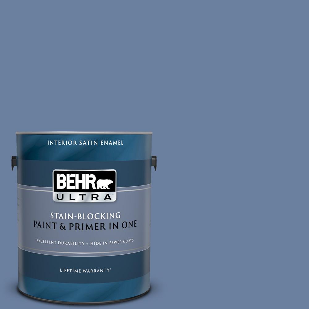 Behr Ultra 1 Gal S530 5 Brisk Blue Satin Enamel Interior Paint And Primer In One