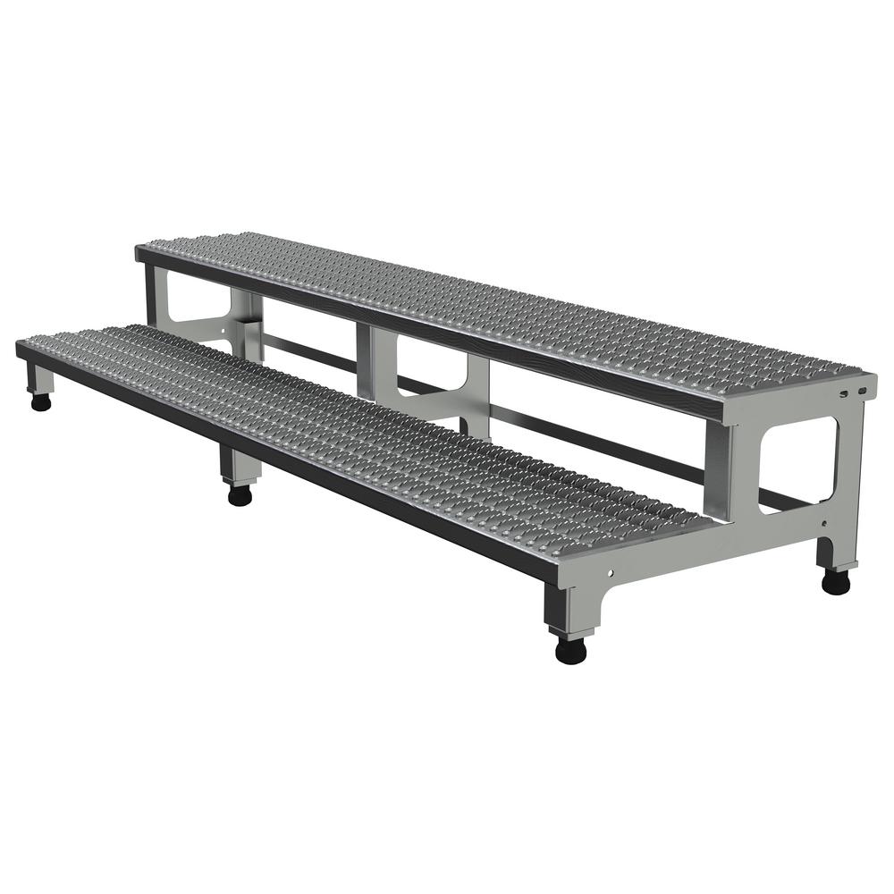 Vestil 72 inch x 23 inch 2-Step Adjustable Aluminum Step Mate Stand by Vestil