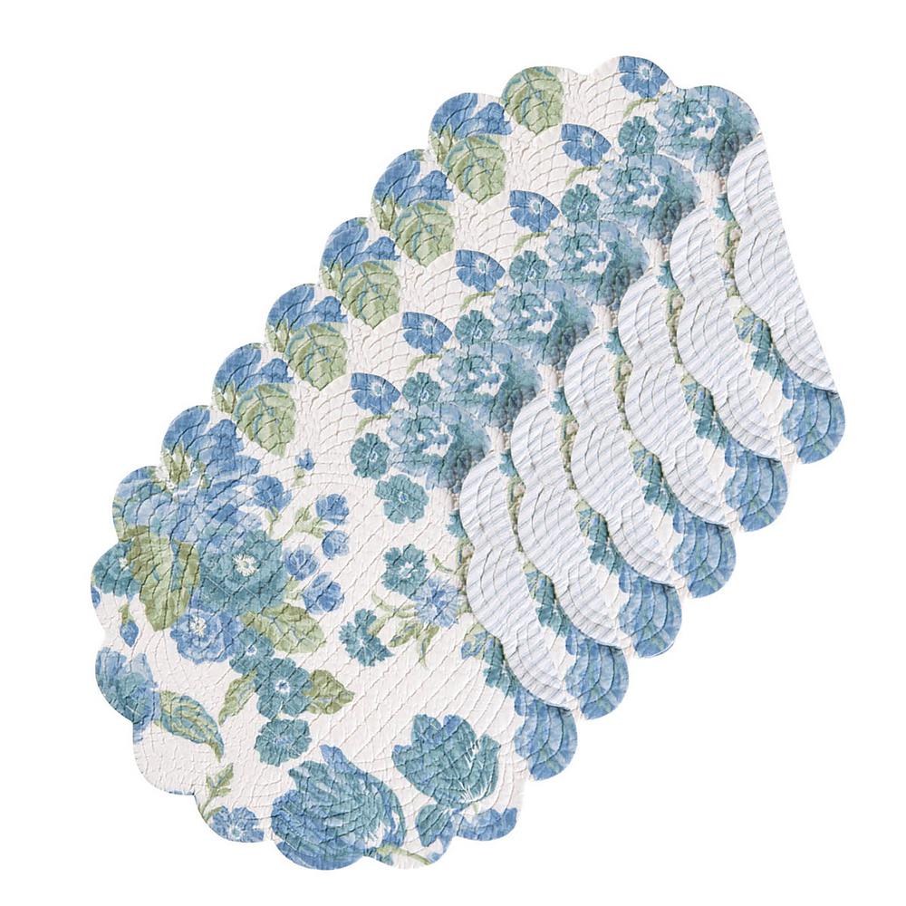 C F Home Laurel Round Blue Placemat Set Of 6 862601862s6 The C F Home Laurel Round Blue Placemat Set Of