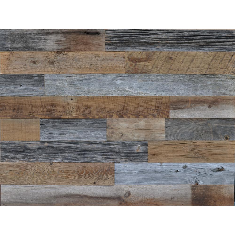 Reclaimed Wood Brown and Gray 3/8 in. Thick x 3.5 in. W x ...