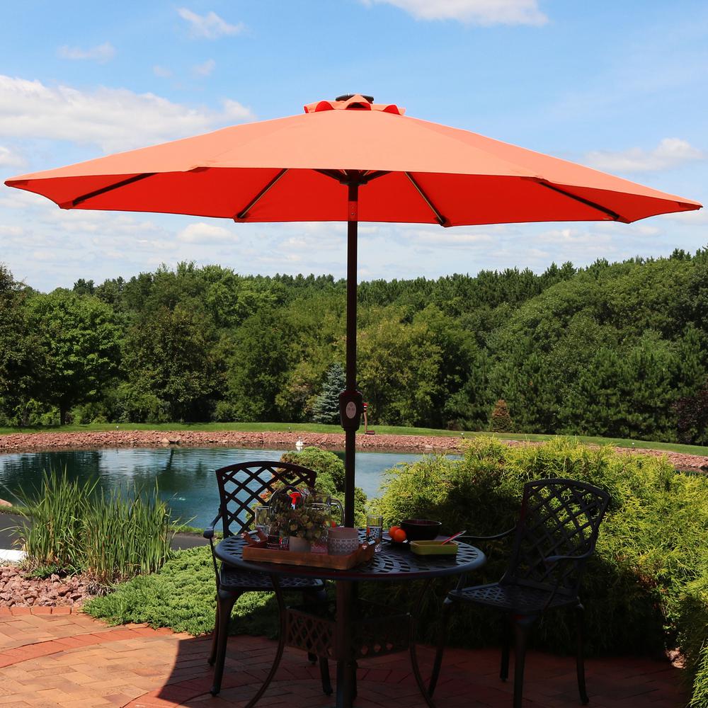 299 00 Hampton Bay 11 Ft Dia Solar Powered Patio Umbrella In Tan Uxs01601c At The Home Depot Patio Backyard Outdoor Decor