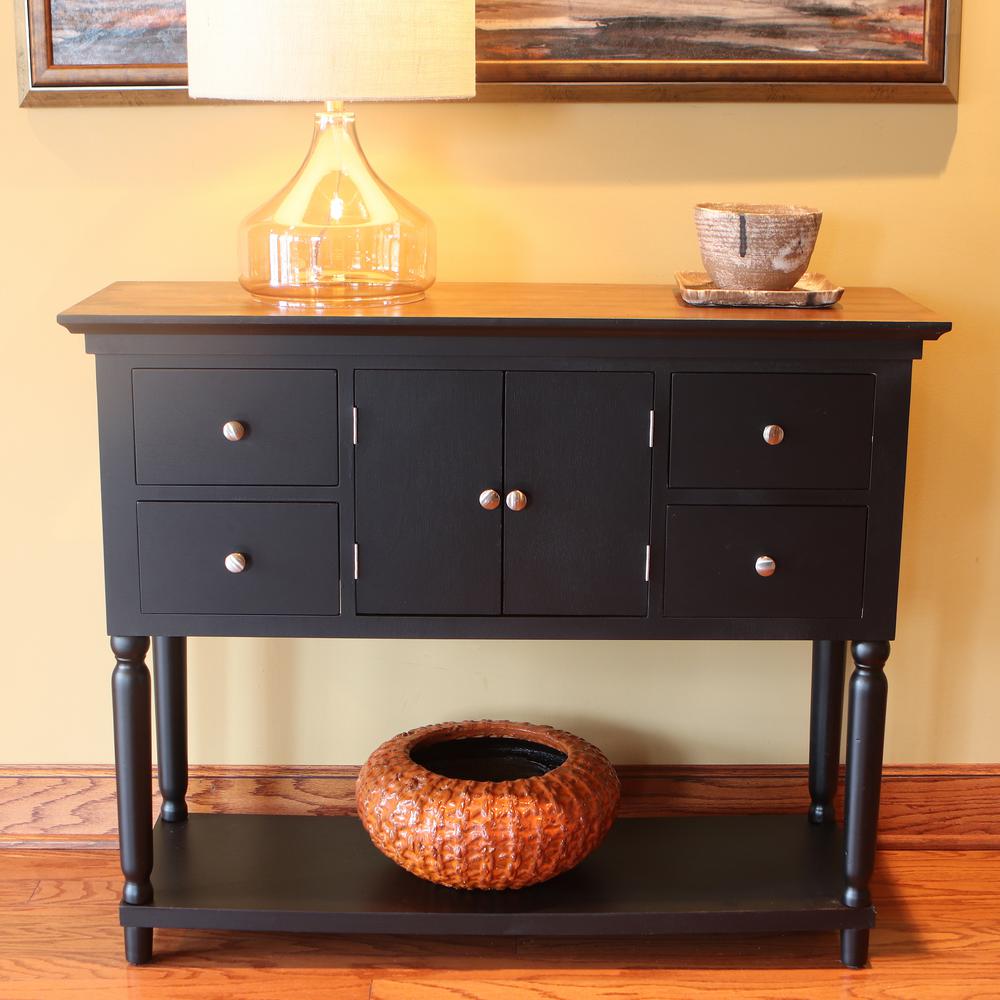 Decor Therapy Taylor Black 4 Drawer Console Table Fr8452 The Home Decor Therapy Taylor Black 4 Drawer Console Table Fr8452 The Home Depot