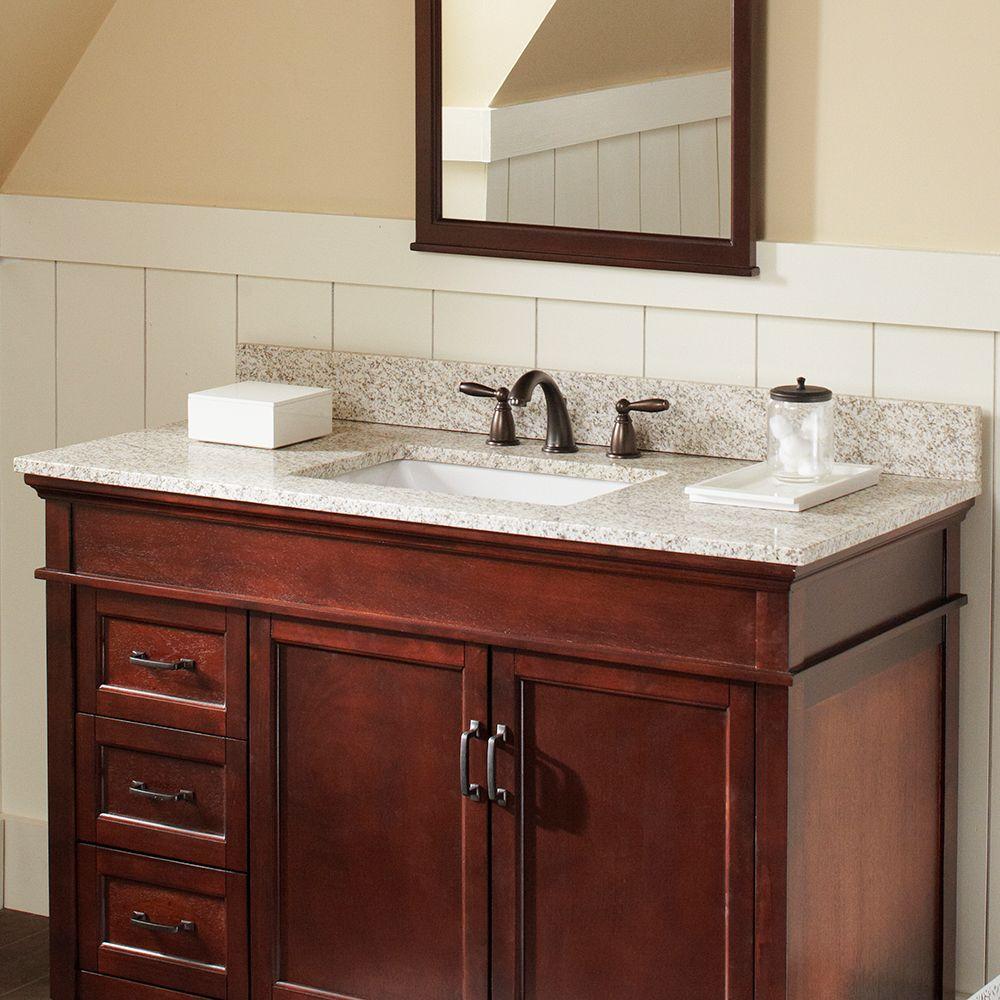 Home Decorators Collection 31 In W X 19 In D Granite Vanity Top In Golden Hill With White Trough Sink
