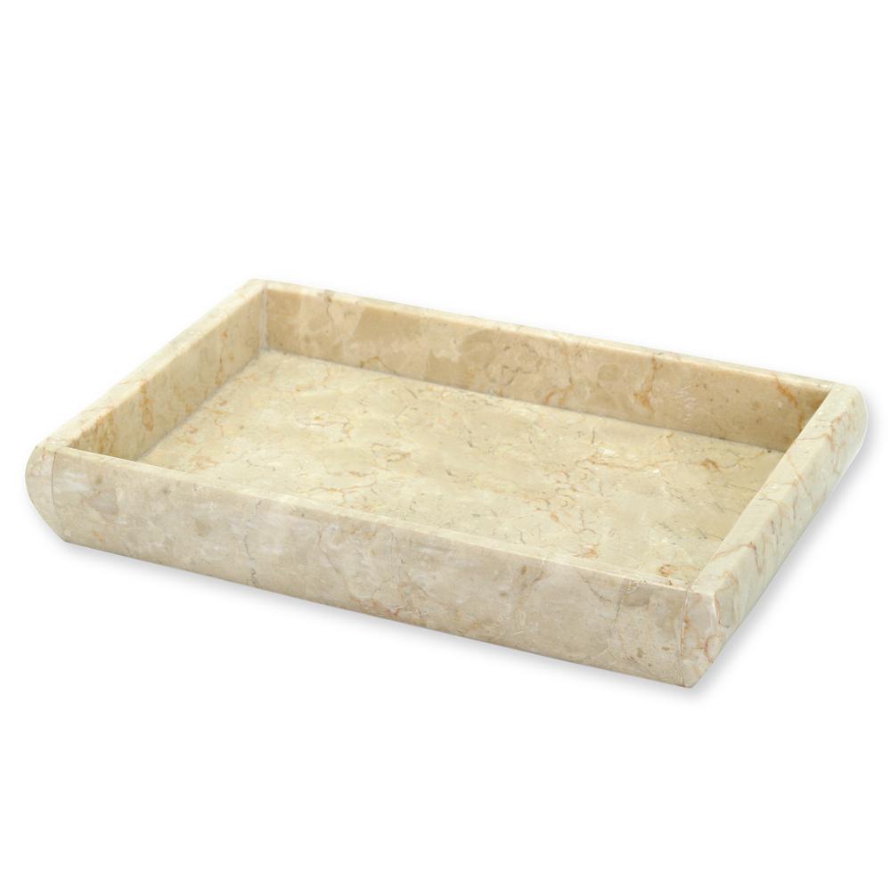 Creative Home 12 In L X 8 In W Natural Champagne Marble Deluxe Vanity Tray Guest Towel Tray Bathroom Countertop Organizer 74765 The Home Depot