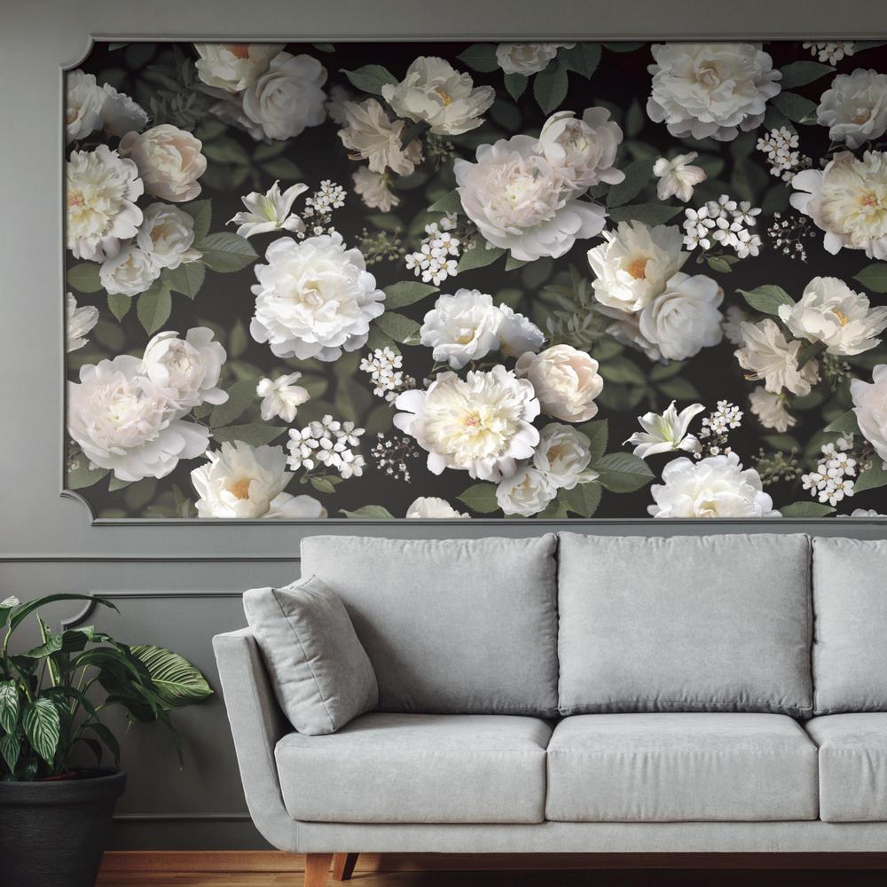 Black flowers Wall Mural photo Wallpaper for living room 368x254cm no adhesive