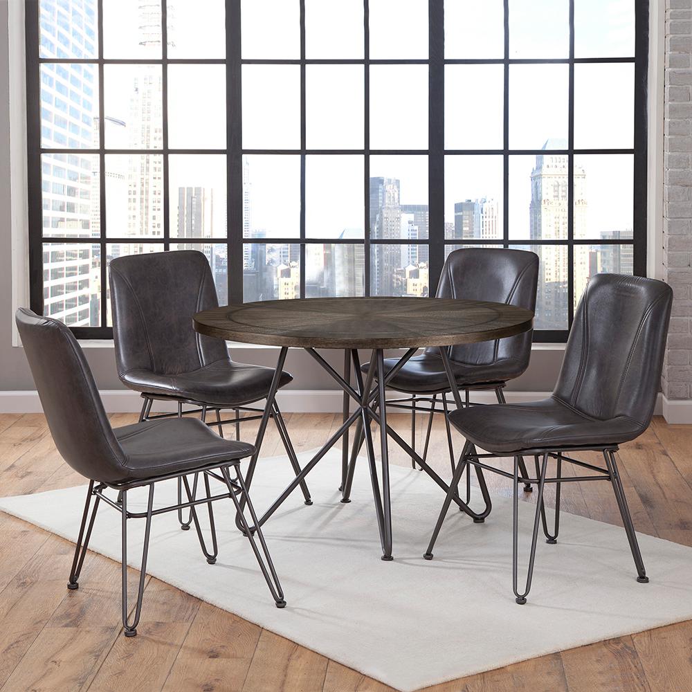 Steve Silver Derek Round Grey Dining Table Dk450tb The Home Depot