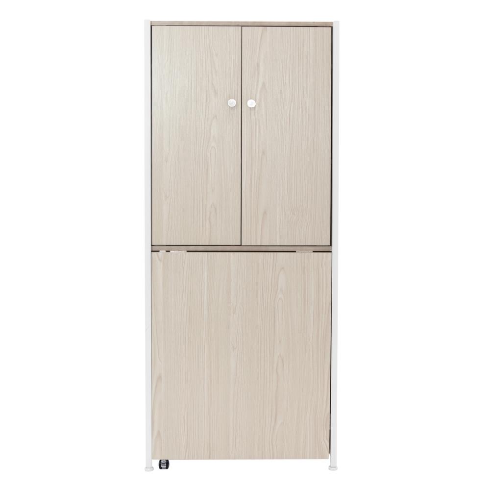 Sew Ready Armoire 58 5 In H X 24 5 In W X 12 In D Mdf Craft Or Home Office Storage Cabinet With Fold Out Table White Birch 13375 The Home Depot