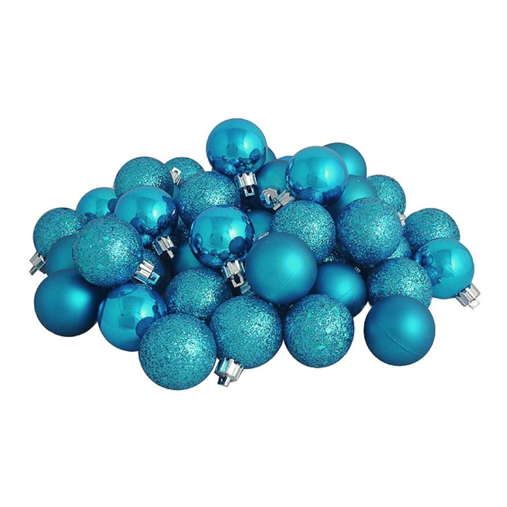 Northlight Shatterproof Turquoise Blue 4-Finish Christmas Ball Ornaments (60-Count)-31753517