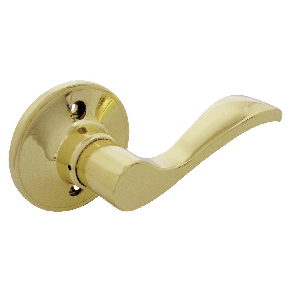 Faultless Wave Polished Brass RightHand Dummy Door LeverLYE704BRF