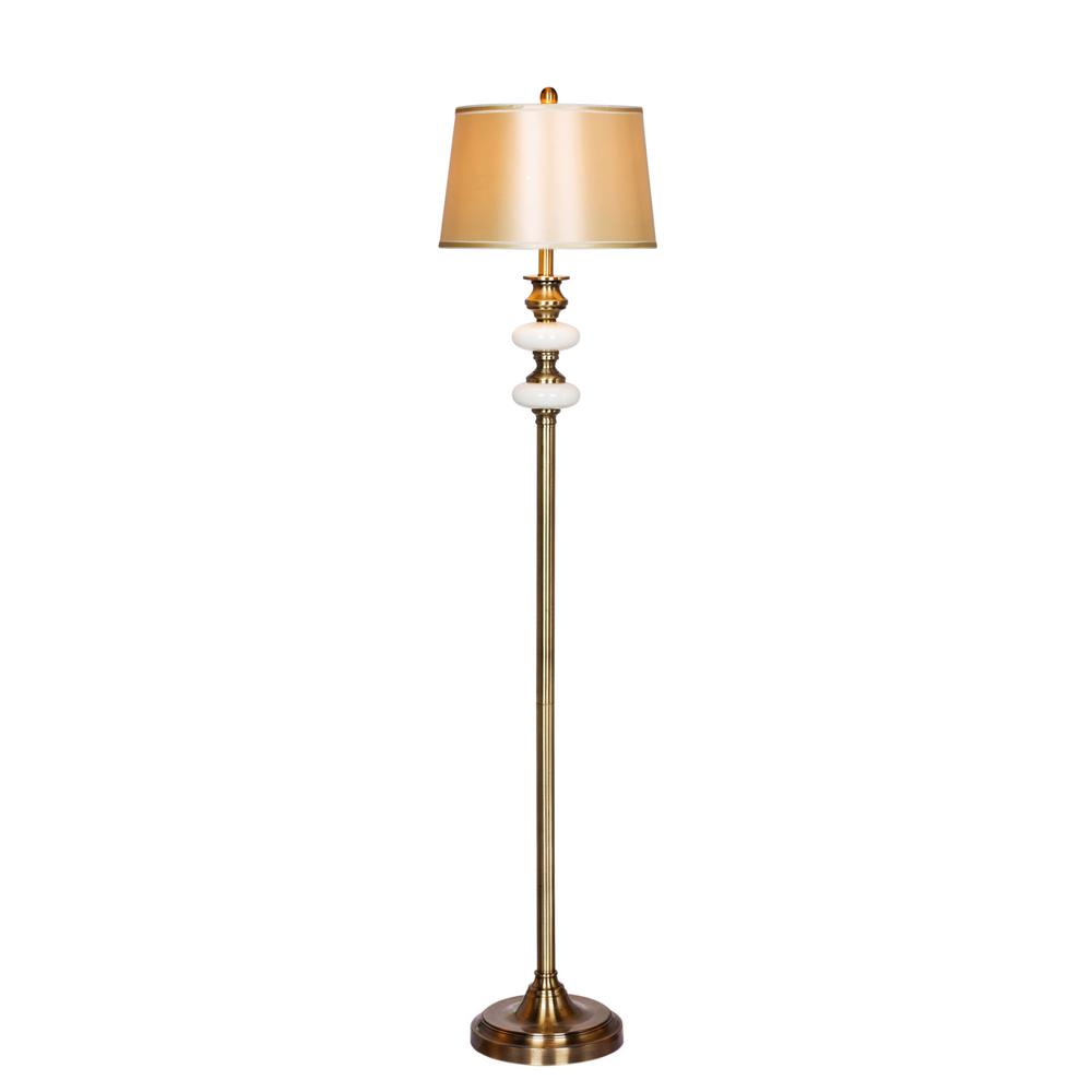 Fangio Lighting 60 In Antique Brass And White Glass Contemporary Candlestick Floor Lamp