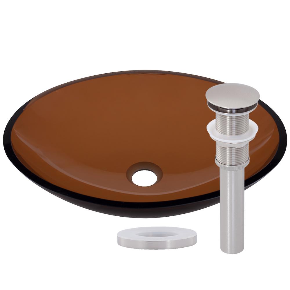 Glass Vessel Sink in Clear with Sealer, Drain, Mounting Ring and Faucet