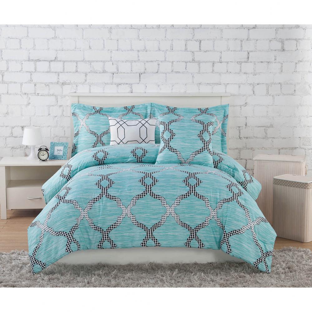 Teal Black White Bedding Bath Home Decor The Depot Project Generation Damaris Teal 4 Piece Twin Xl Comforter Set