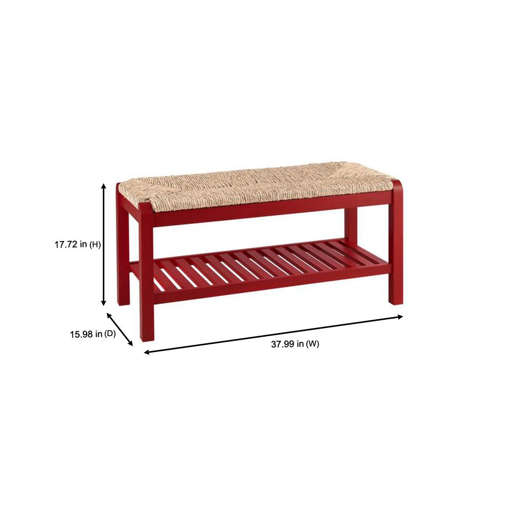 Home Decorators Collection Dorsey Chili Red Wood Entryway Bench