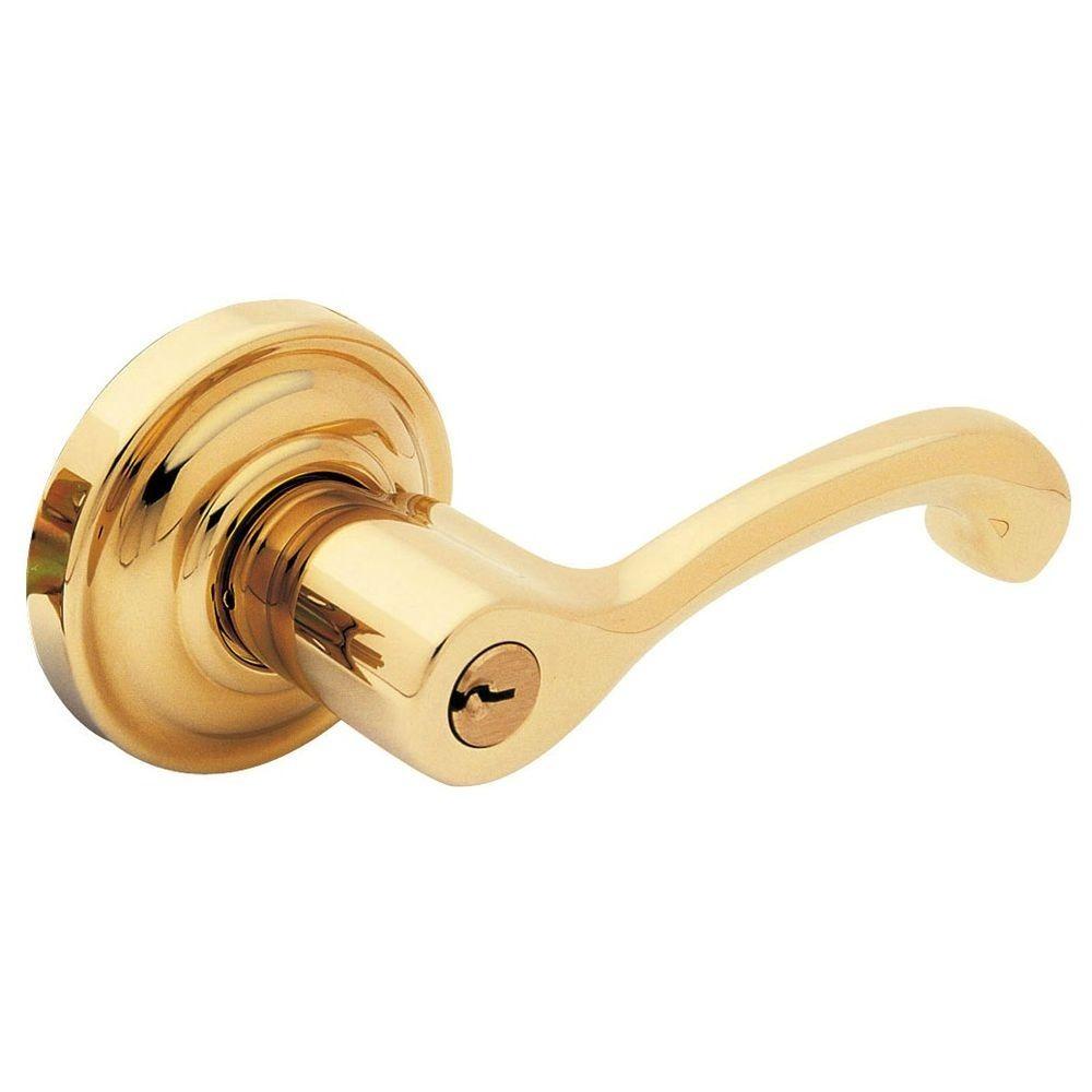 Baldwin Classic Polished Brass RightHanded Keyed Entry Door Lever5245
