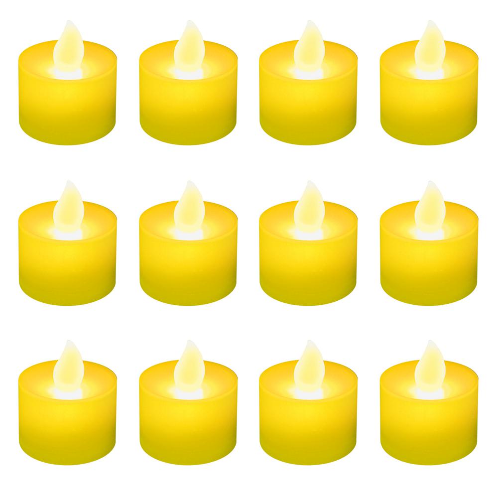 Lumabase Amber Led Tealight Candles Box Of 12 36212 The Home Depot Amber Led Tealight Candles Box Of 12