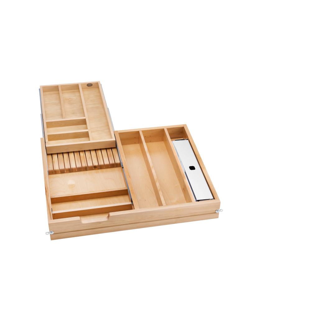 Rev A Shelf 34 5 In Tiered Cutlery Drawer With Soft Close Slides Tiered Cutlery Drawer With Soft Close Slides