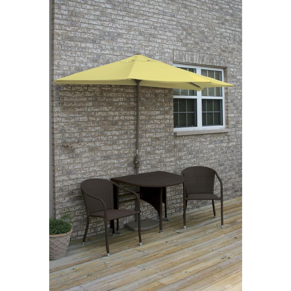 Genevieve Patio Dining Furniture The Home Depot Terrace Mates Genevieve 5 Piece Java Patio Bistro Set With 7 Ft Yellow Sunbrella