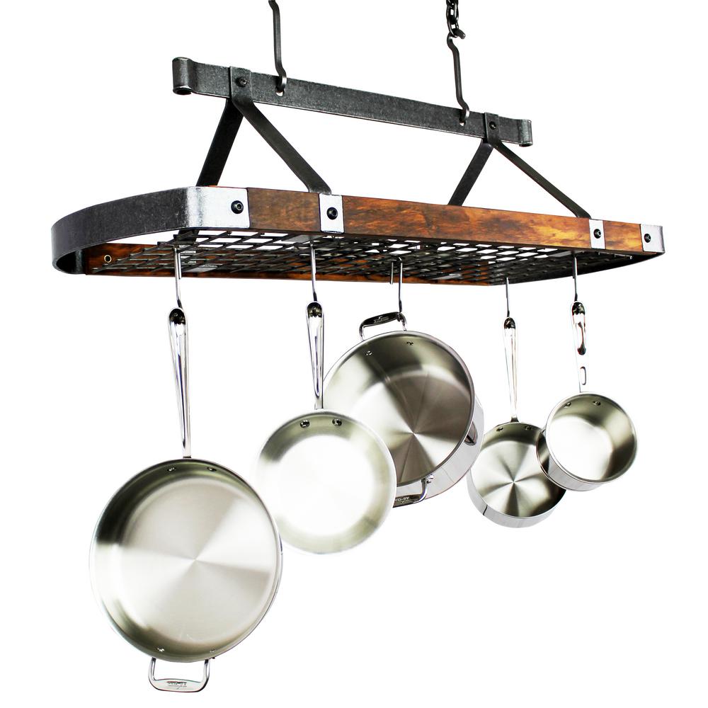 Enclume Signature 45 In Hammered Steel Oval Ceiling Pot Rack With Hammered Steel Oval Ceiling Pot Rack