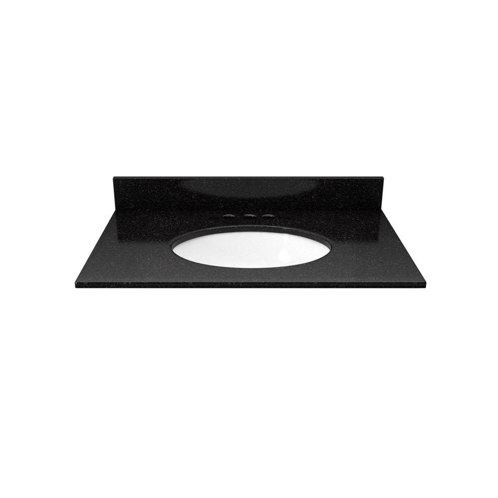 Solieque 25 in. Granite Vanity Top in Black Galaxy with White BasinVT2522GBX.4.HDSOL,DSOM,DSOM