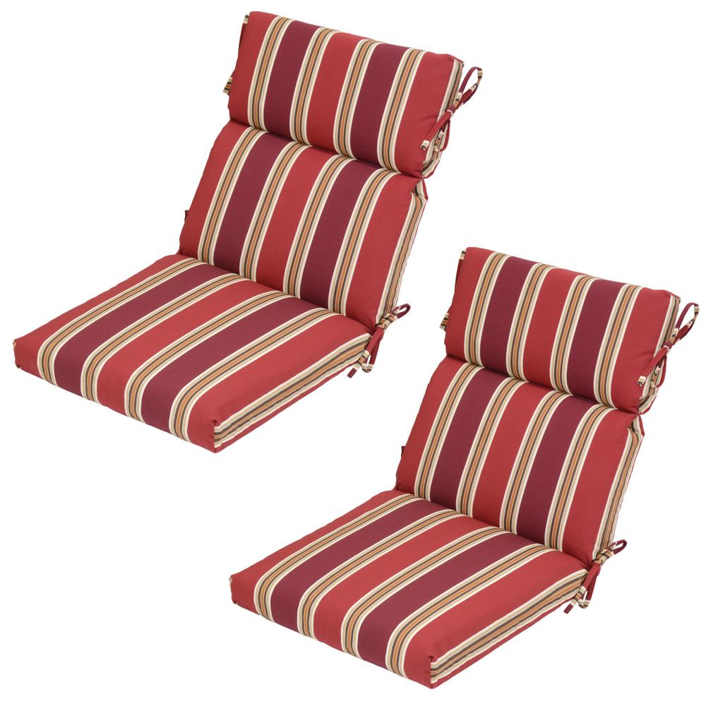 Chili Stripe Outdoor Dining Chair Cushion (2-Pack)-8718-02219600 - The