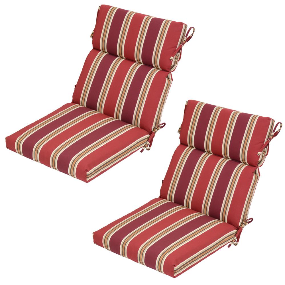 Chili Stripe Outdoor Dining Chair Cushion (2-Pack) 8718-02219600 - The