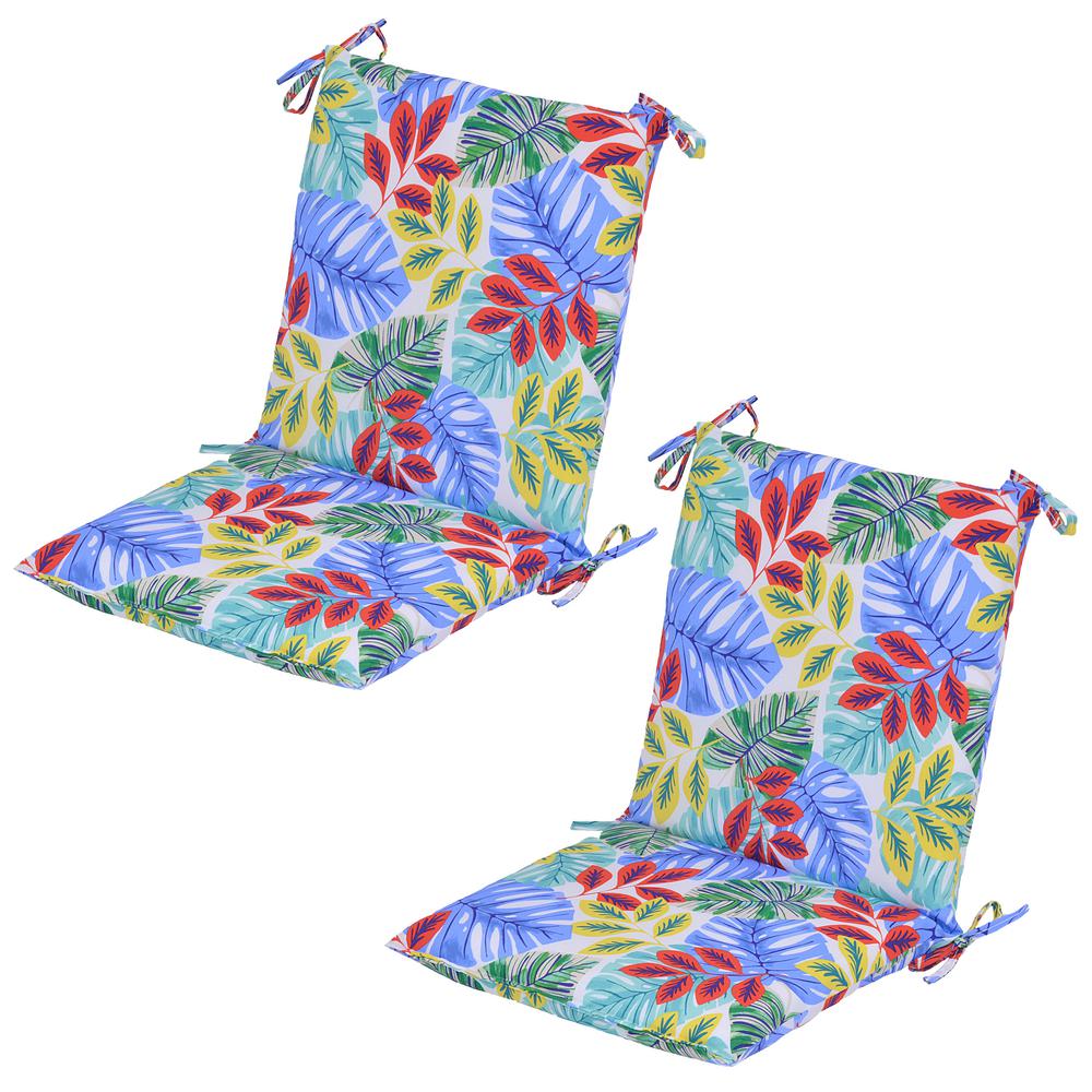 Multi Tropical Mid-Back Outdoor Dining Chair Cushion (2-Pack)-7410